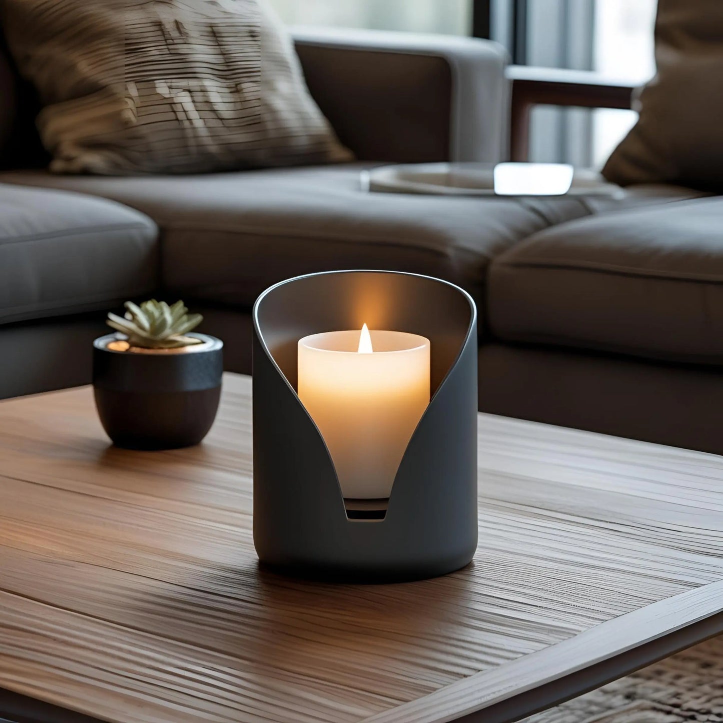 Modern ljushållare designad för LED-blockljus – ren tidlös design