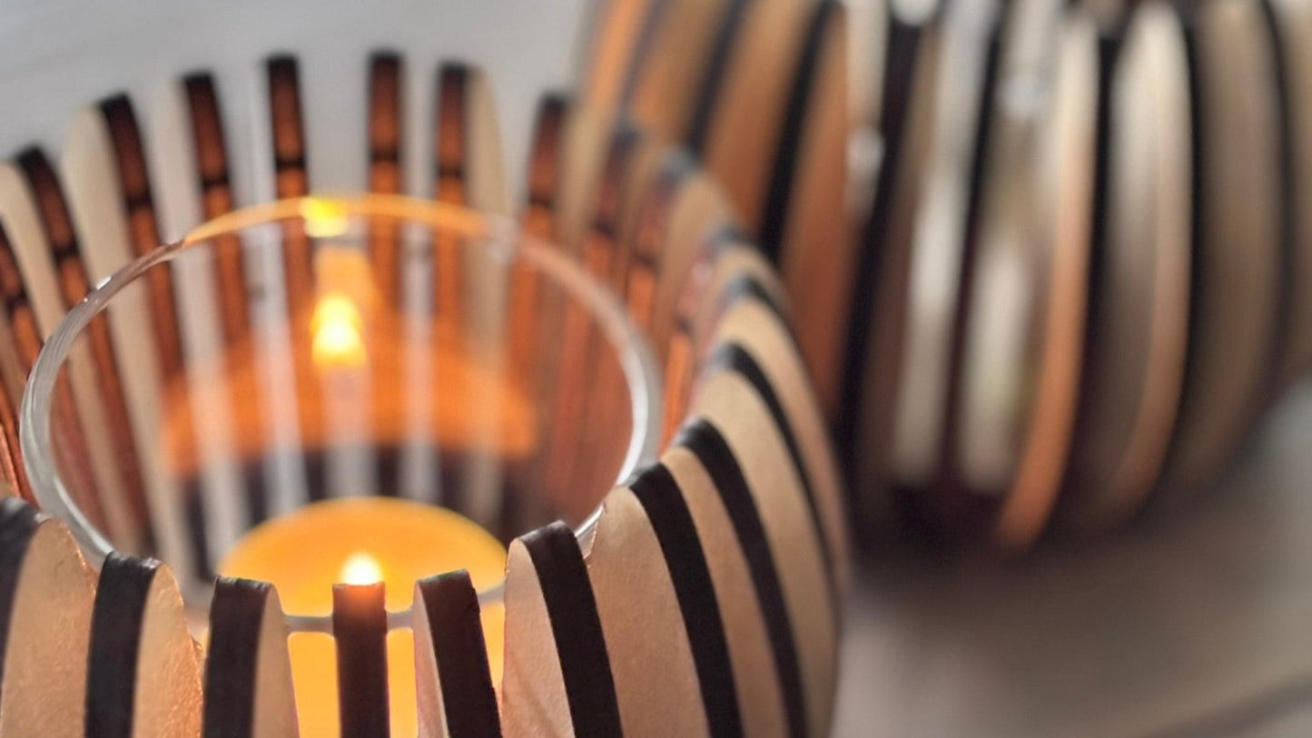 Stilren Ljuslykta i Trä - Laserskuren Plywood