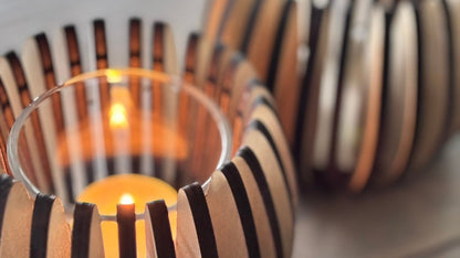 Stilren Ljuslykta i Trä - Laserskuren Plywood