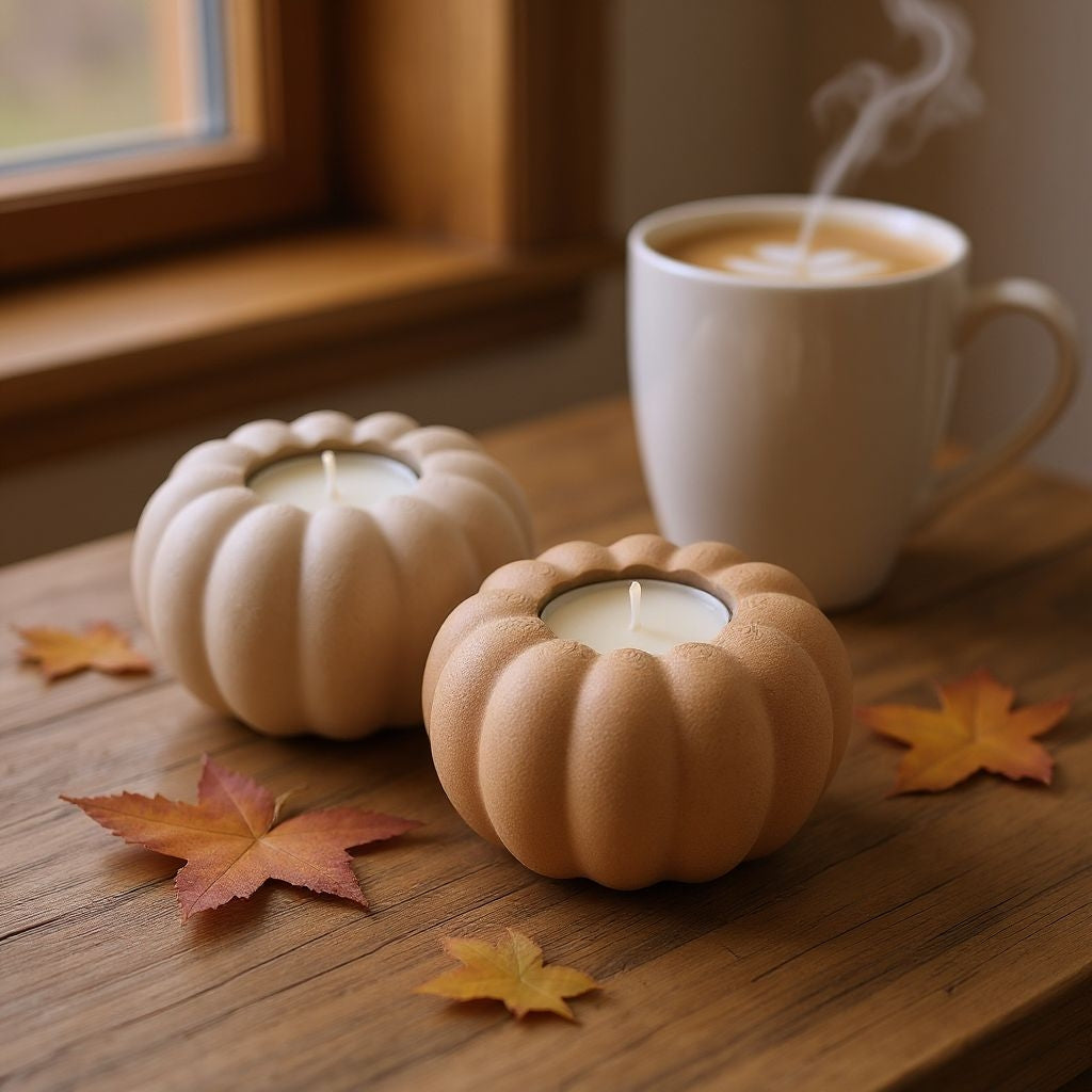 pumpaformade ljuslyktor höstmys