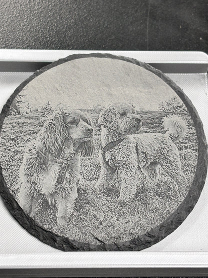 Skifferunderlägg med graverat foto i äkta skiffer