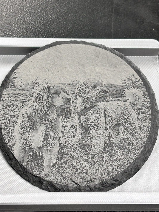 Skifferunderlägg med graverat foto i äkta skiffer
